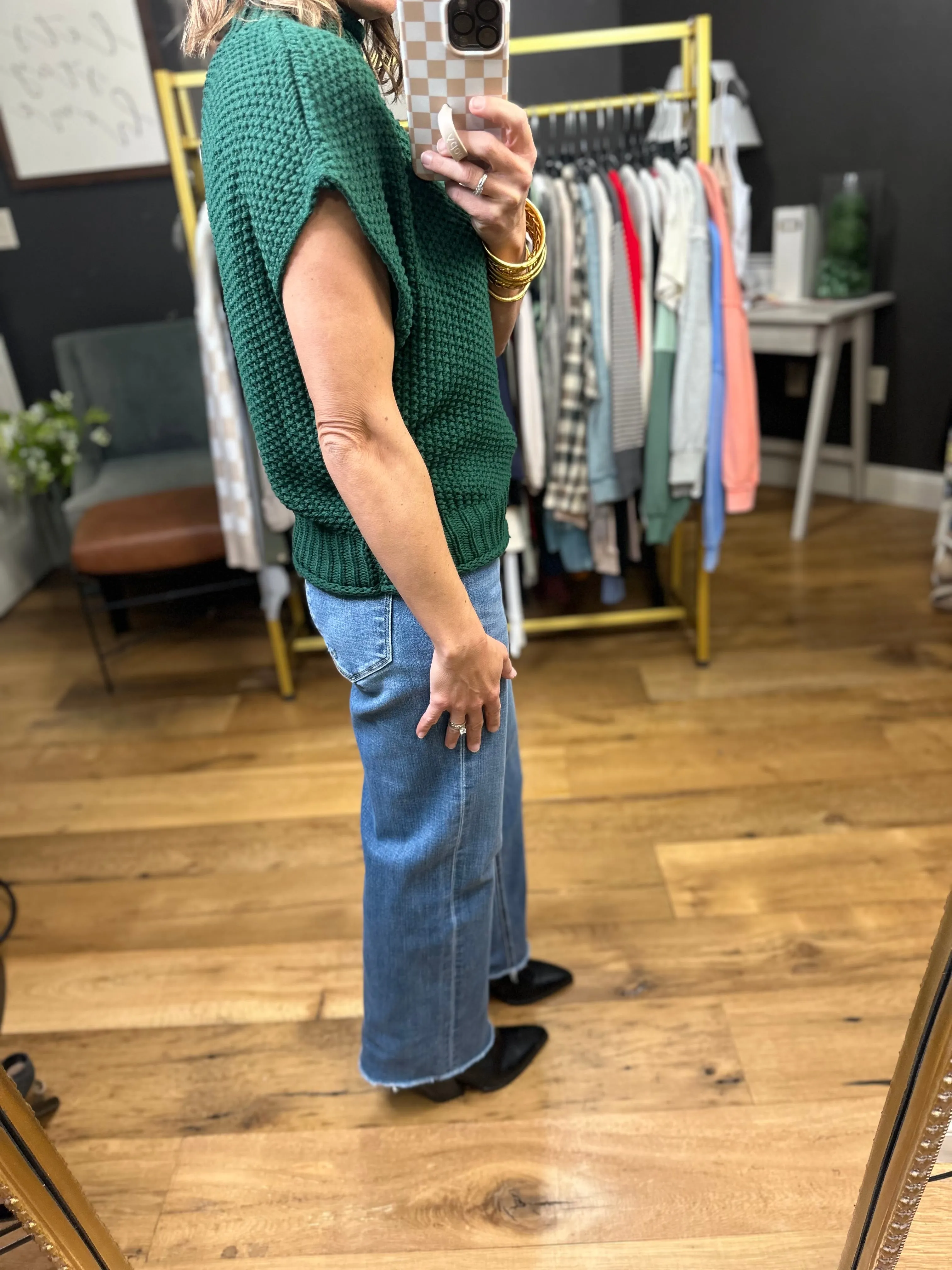 Take Me Out Mock-Neck Sleeveless Sweater - Green