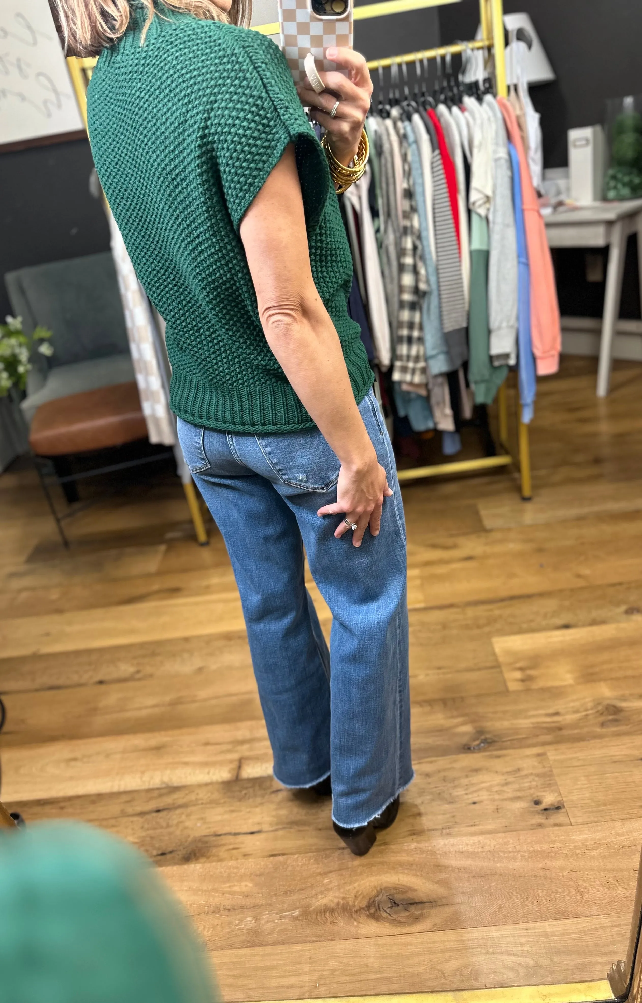 Take Me Out Mock-Neck Sleeveless Sweater - Green