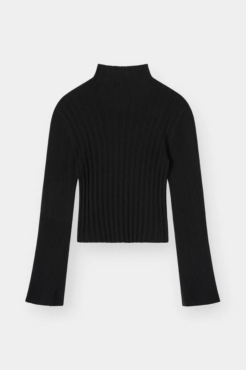 THE SILK HIGH NECK TOP - BLACK