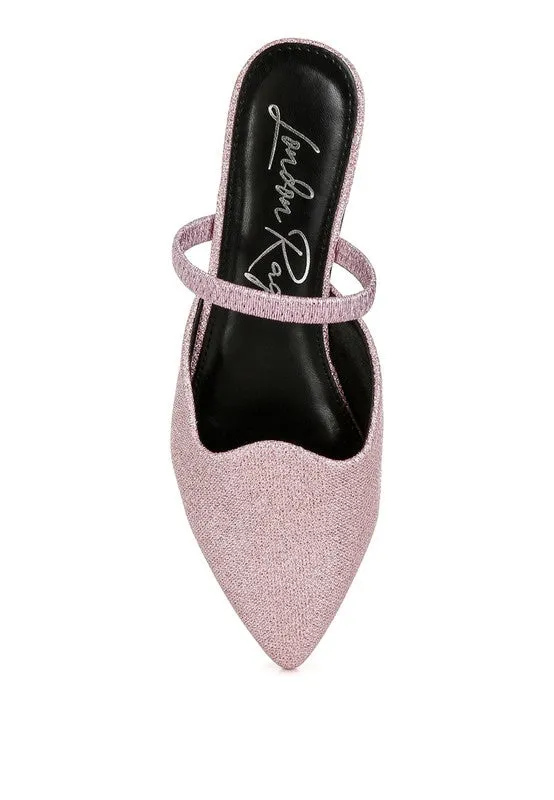 Twiggy Glitter Faux Leather Flat Mules