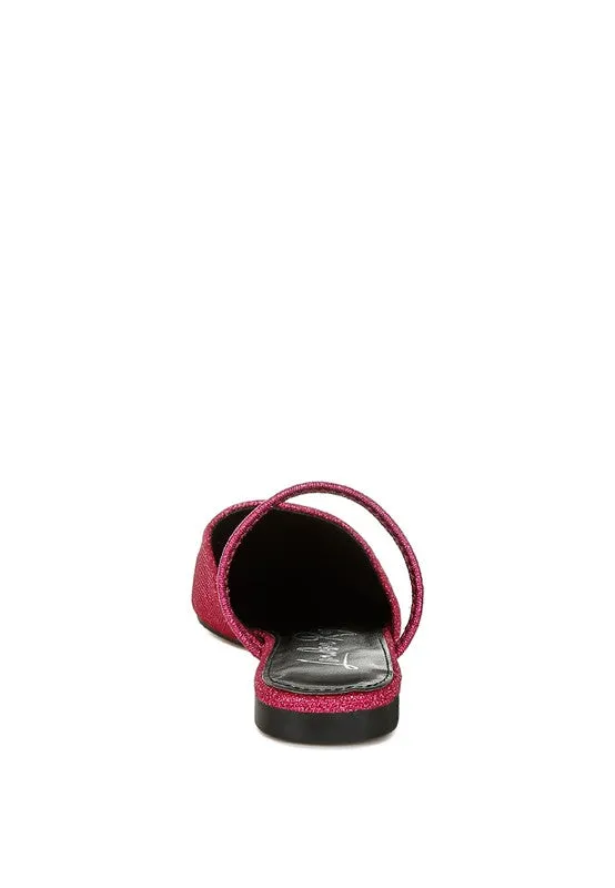 Twiggy Glitter Faux Leather Flat Mules