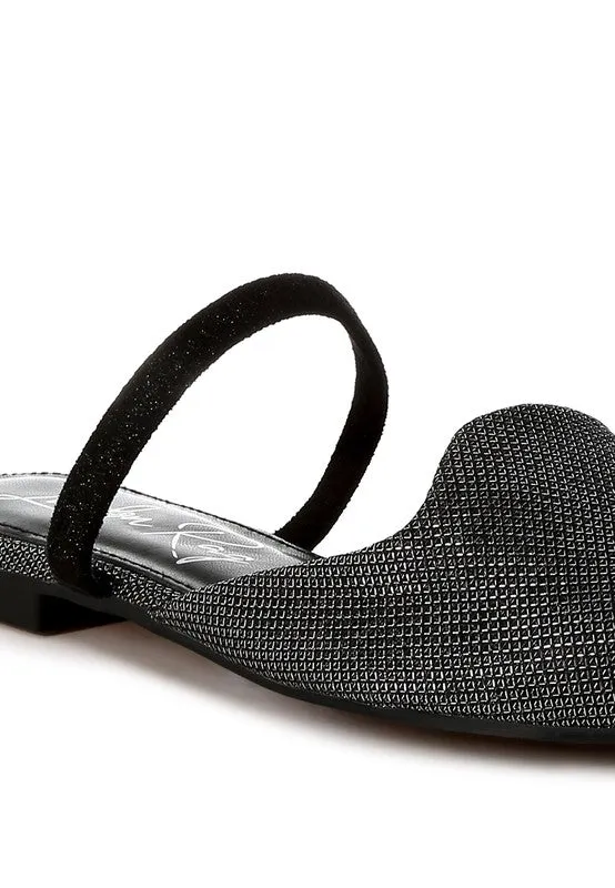 Twiggy Glitter Faux Leather Flat Mules