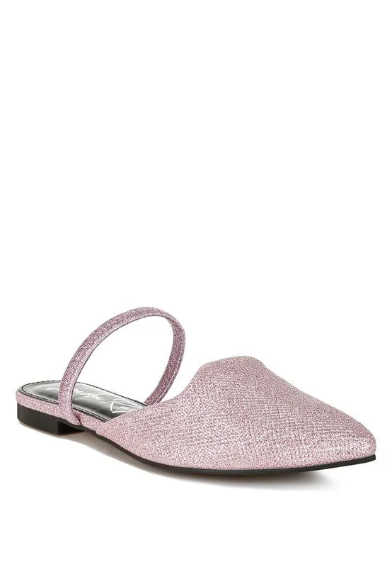 Twiggy Glitter Faux Leather Flat Mules