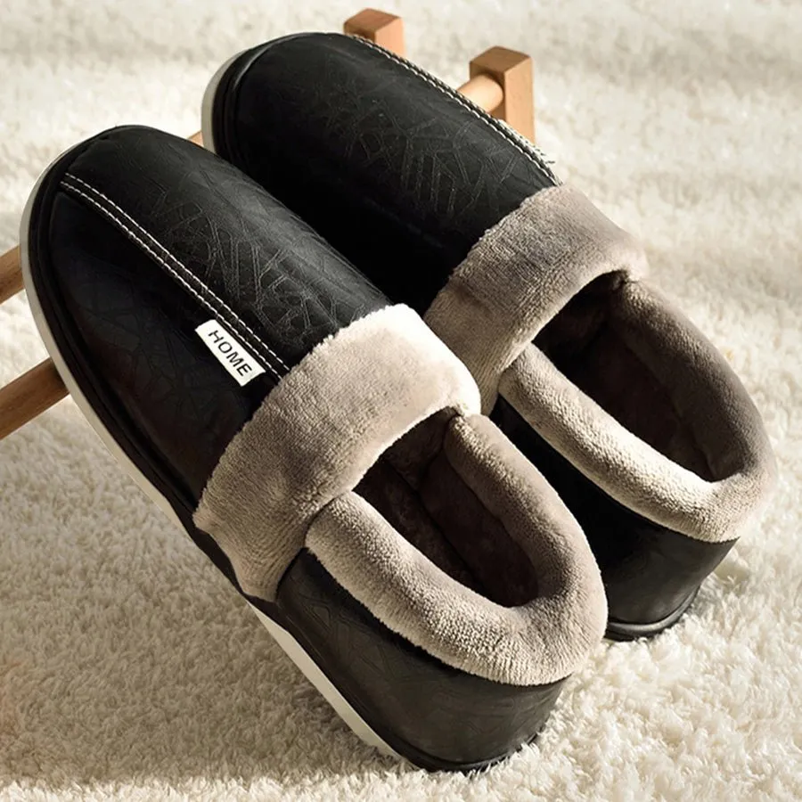 Waterproof Slippers Womens with PU Leather