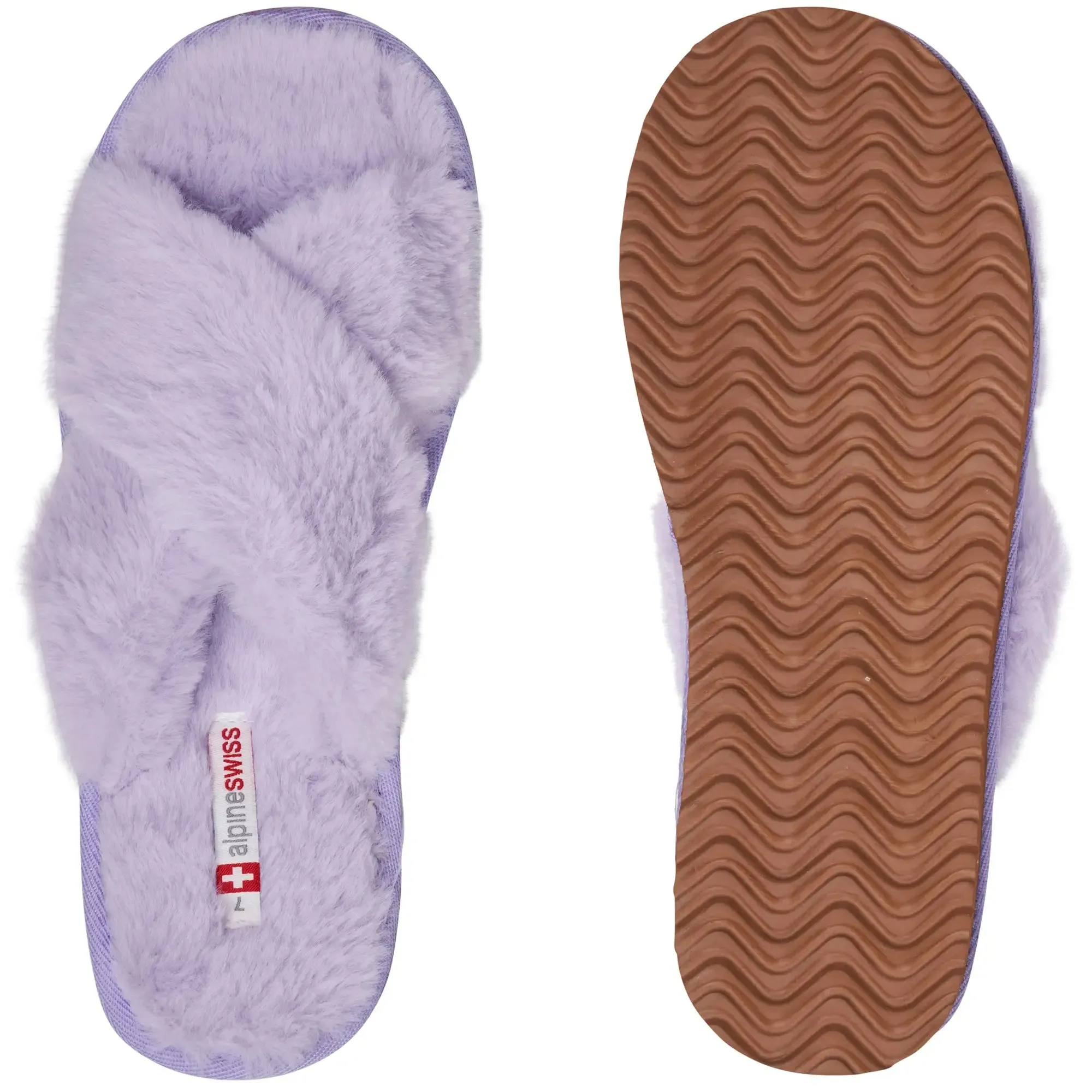 Womens Fuzzy Fluffy Slippers Memory Foam Indoor Outdoor Flat Sandals Lilac