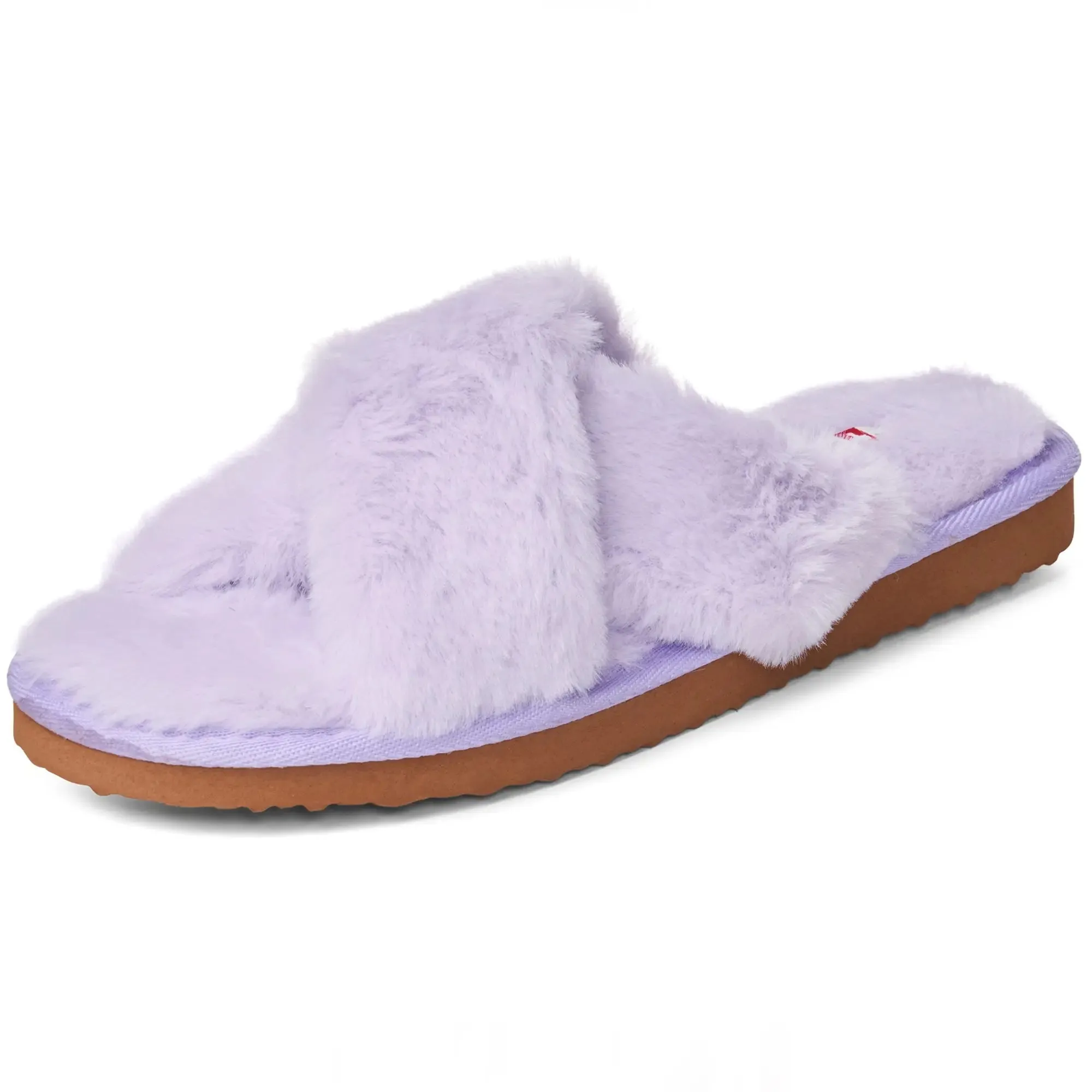 Womens Fuzzy Fluffy Slippers Memory Foam Indoor Outdoor Flat Sandals Lilac