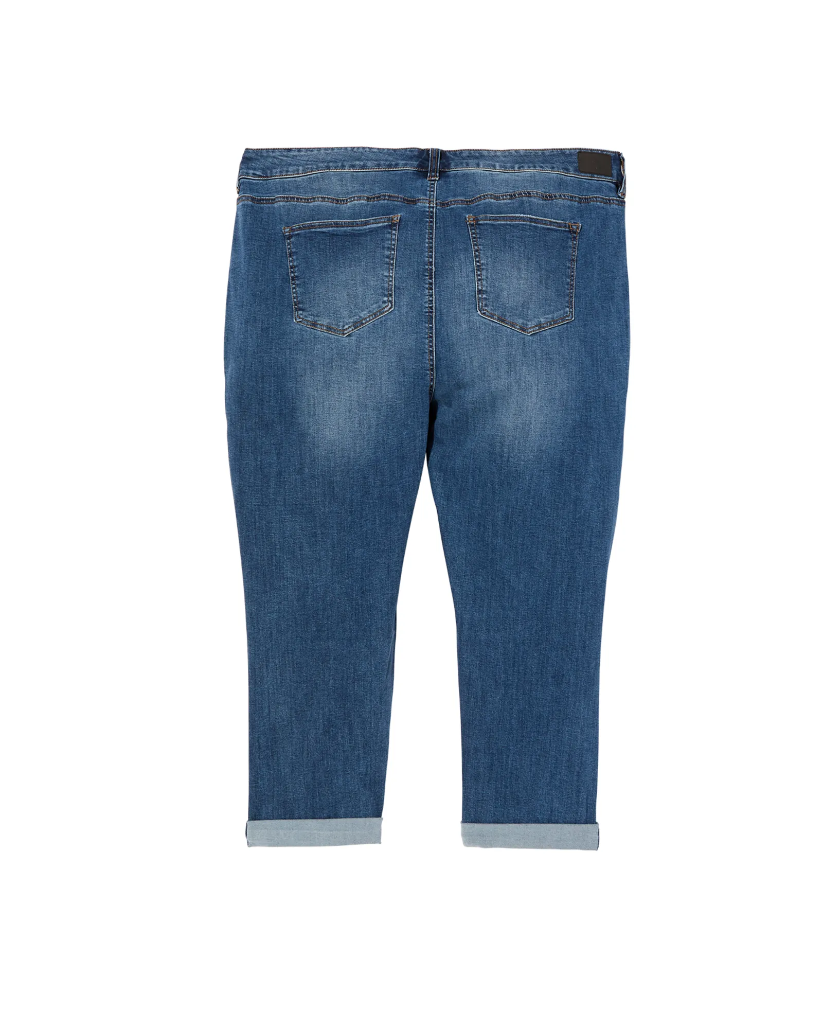 Wythe Mid Rise Cuffed Boyfriend Jean with Destruction | Medium Wash